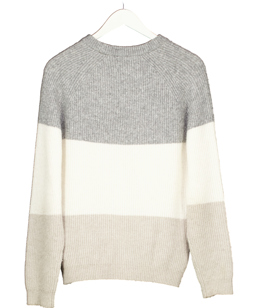 REISS Grey Connor Colour Block Jumper UK S