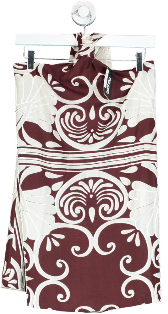 Boohoo Brown and White Strapless Mini Dress UK 10