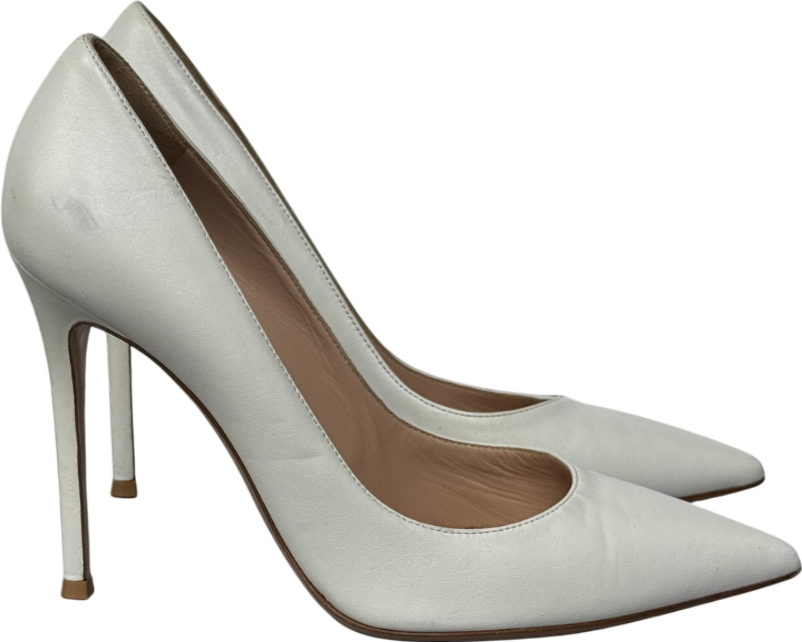 Gianvito Rossi White Gianvito 105 Iconic Stiletto Heel Shoes UK 7 EU 40 👠