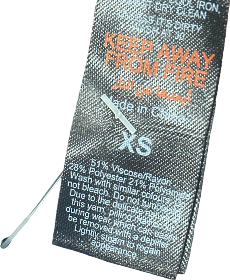 Karen Millen Black Pleated Wool Look Contrast Knit Mini Skirt XS