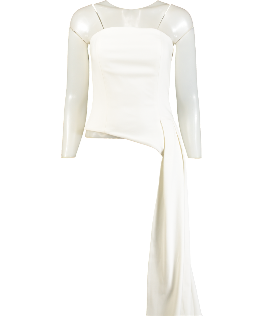 NADINE MERABI Faye White Draped  Satin Crepe Corset Top UK 10