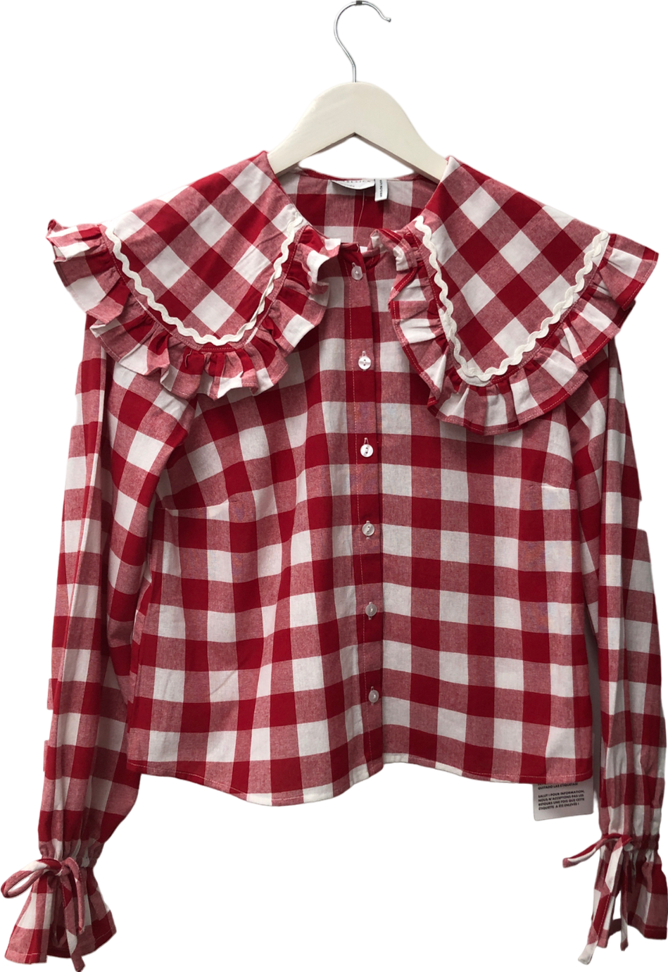 ASOS Red Oversized Frill Collar Blouse UK 8