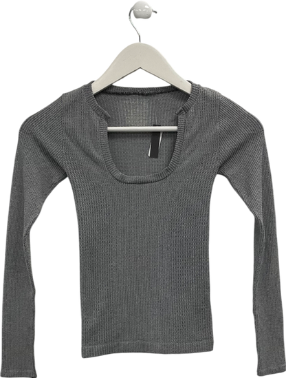 Free People Grey Cleanslate Seamless Long Sleeve Top UK M/L