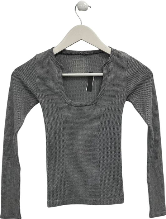 Free People Grey Cleanslate Seamless Long Sleeve Top UK M/L