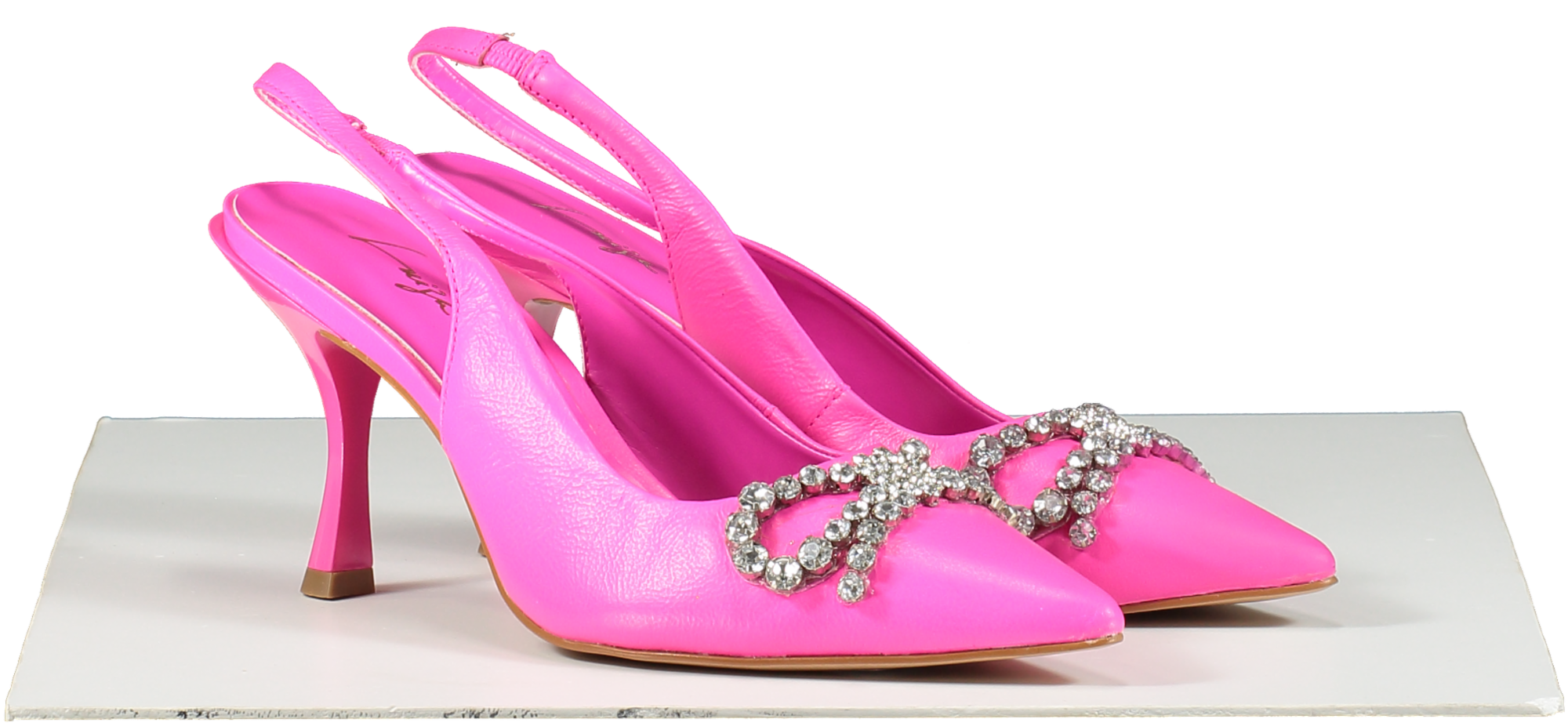 Luiza Barcelos Pink Crystal Bow Embellished Sling Back Heels UK 6 EU 39 👠