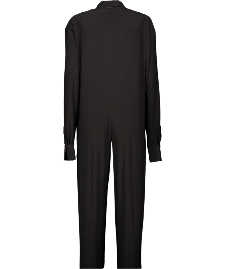 Norma Kamali Black Straight Leg Jumpsuit With Collar Stand UK L