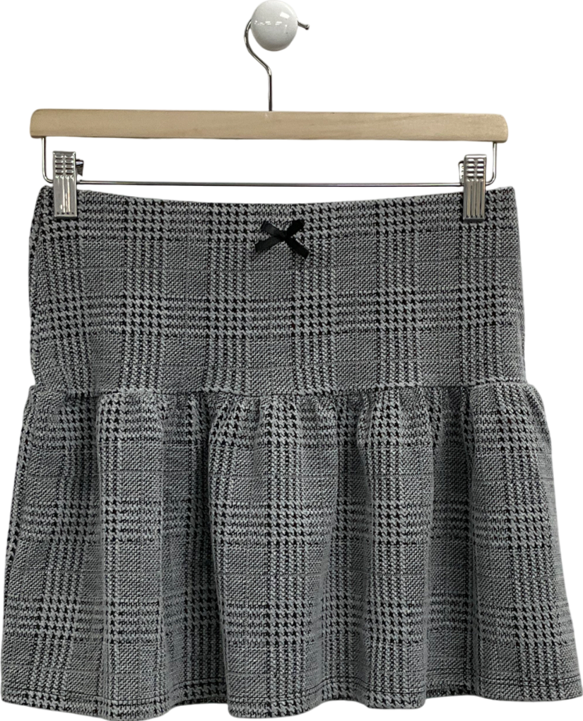 New Look Grey Checked Mini Skirt UK 10