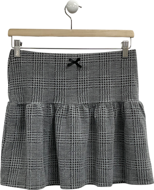 New Look Grey Checked Mini Skirt UK 10