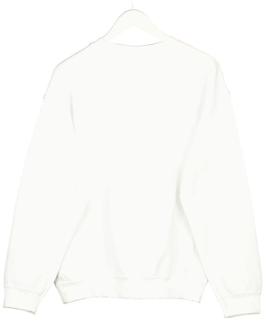 Gildan White Sweatshirt With Superorganism Graphic UK M