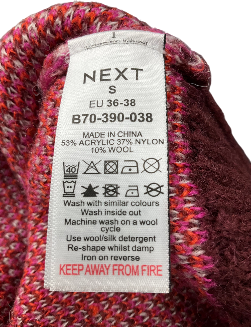 Next Pink Checked Soft Touch Brushed Knit Jumper With Wool UK S