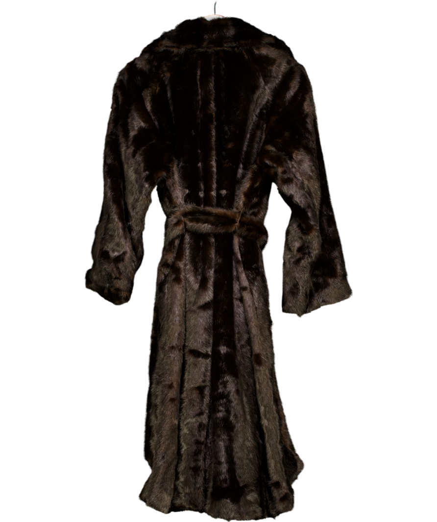 H&M Brown Faux Fur Longline Coat UK L