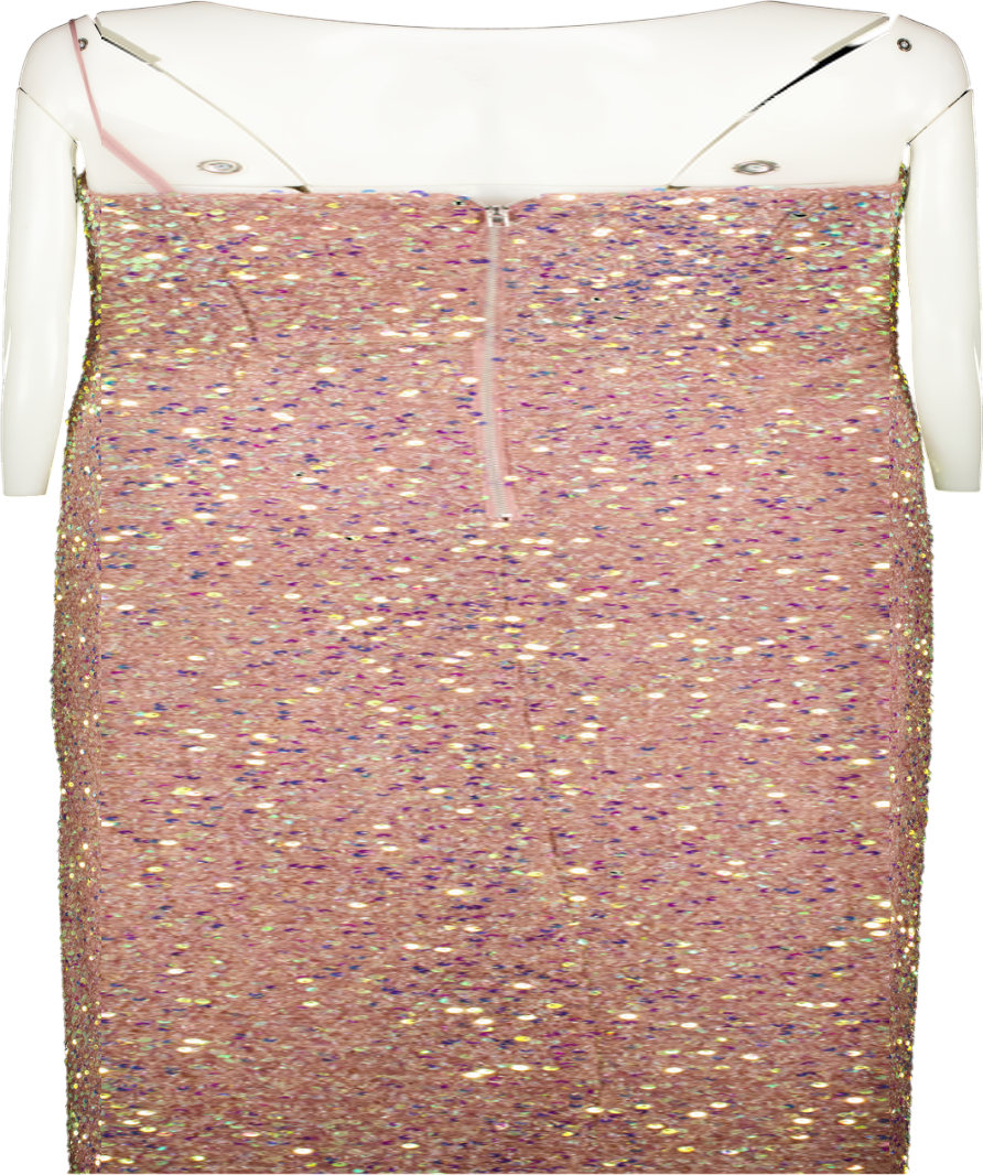 JARLO Nude Pink Strapless Sequin Midi Dress UK 8