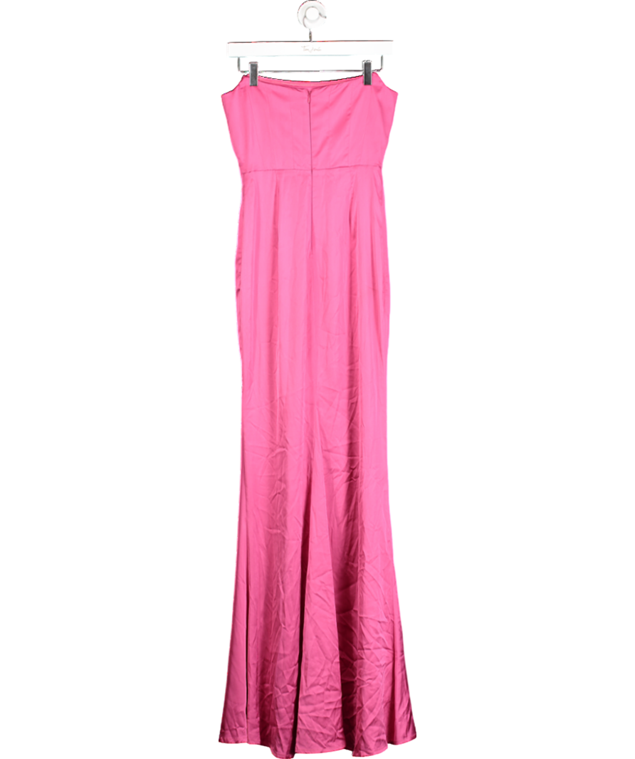 Meshki Pink Strapless Satin Maxi Dress UK S