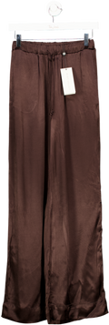 Mint Velvet Chocolate Brown Satin Wide Trousers UK XS