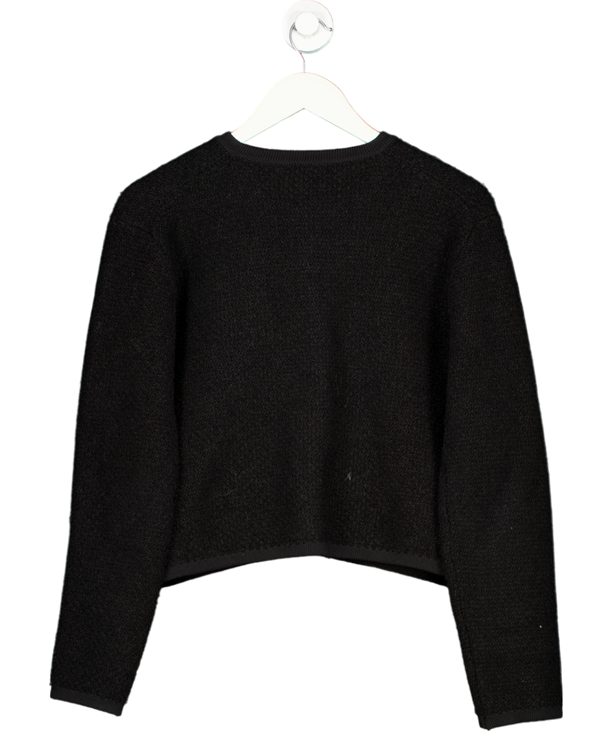 Massimo Dutti Black Cotton Blend Textured Cardigan UK M