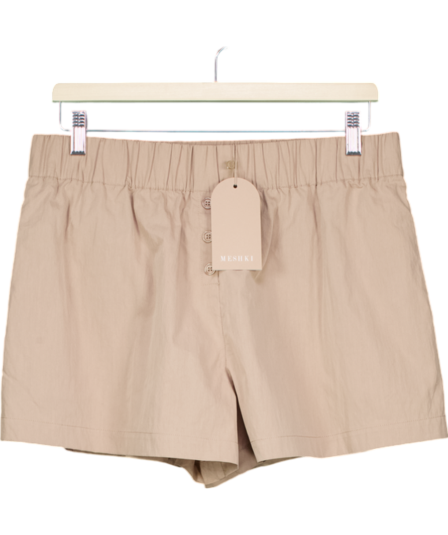 Meshki Beige Johanna Cotton Relaxed Shorts UK M