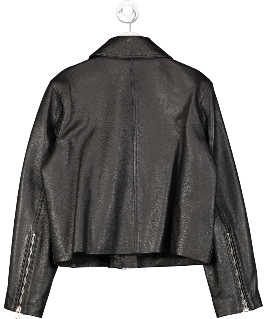 H&M Black Zip Up Leather Jacket UK S