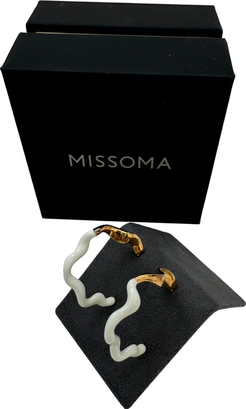 Missoma White Enamelled Wavy Hoop Earrings One Size