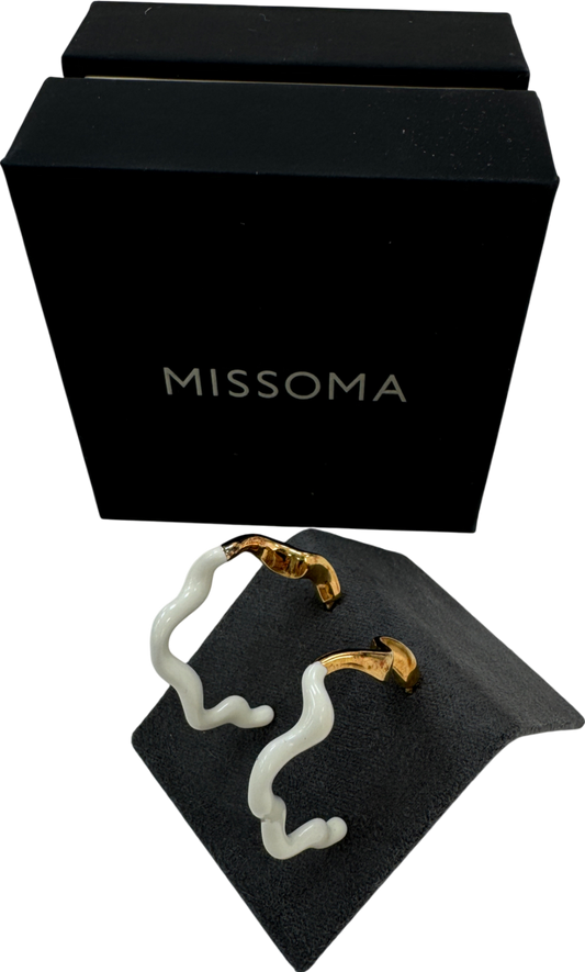 Missoma White Enamelled Wavy Hoop Earrings One Size