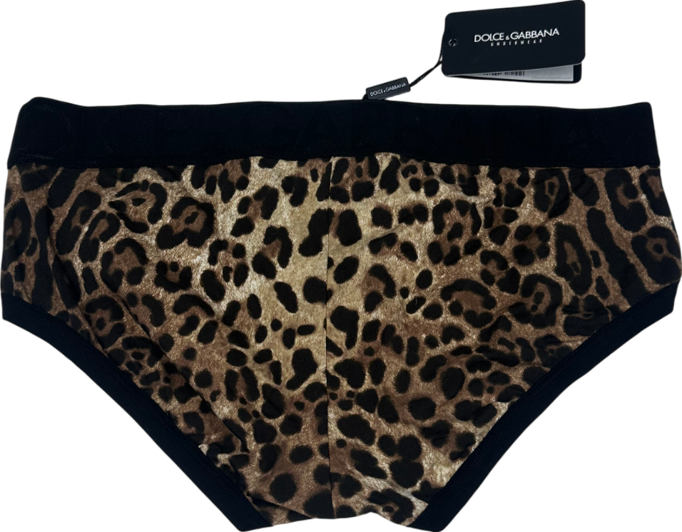Dolce & Gabbana Leopard print logo waistband Stretch Jersey Brando Briefs W36