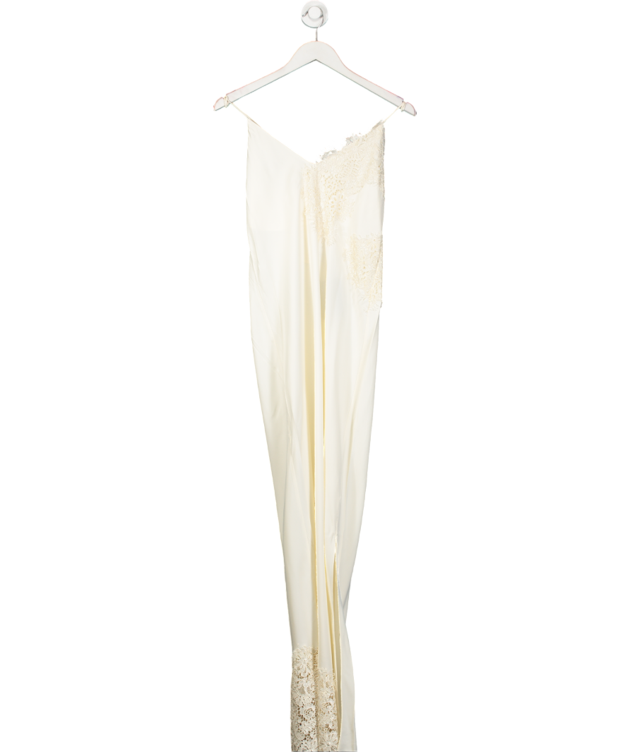 Rohe Cream Lace Panelled Matte Satin Maxi Dress UK 10