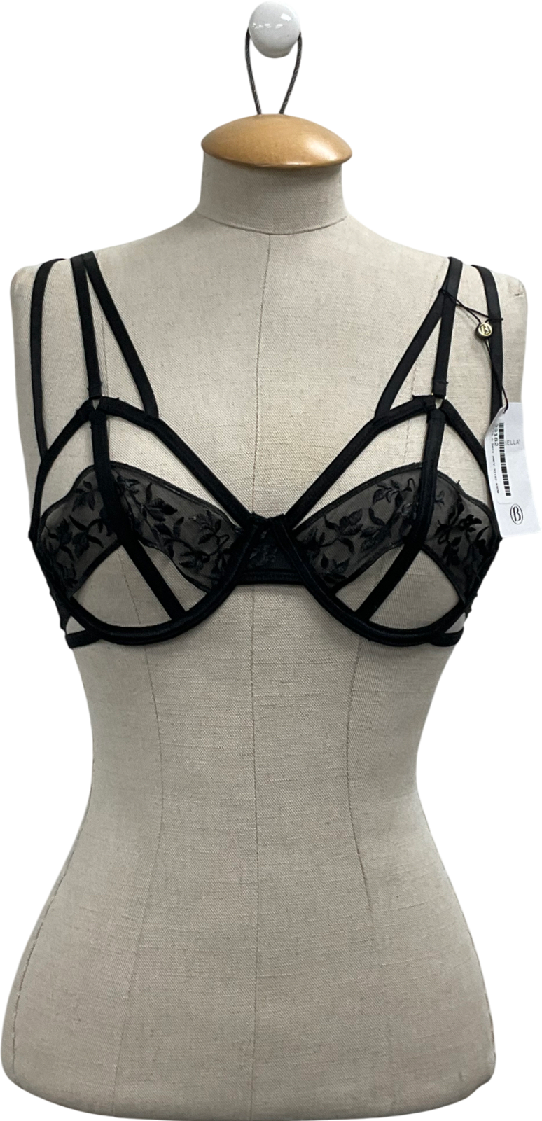 Bluebella Black Portia Open cage Bra UK 32C