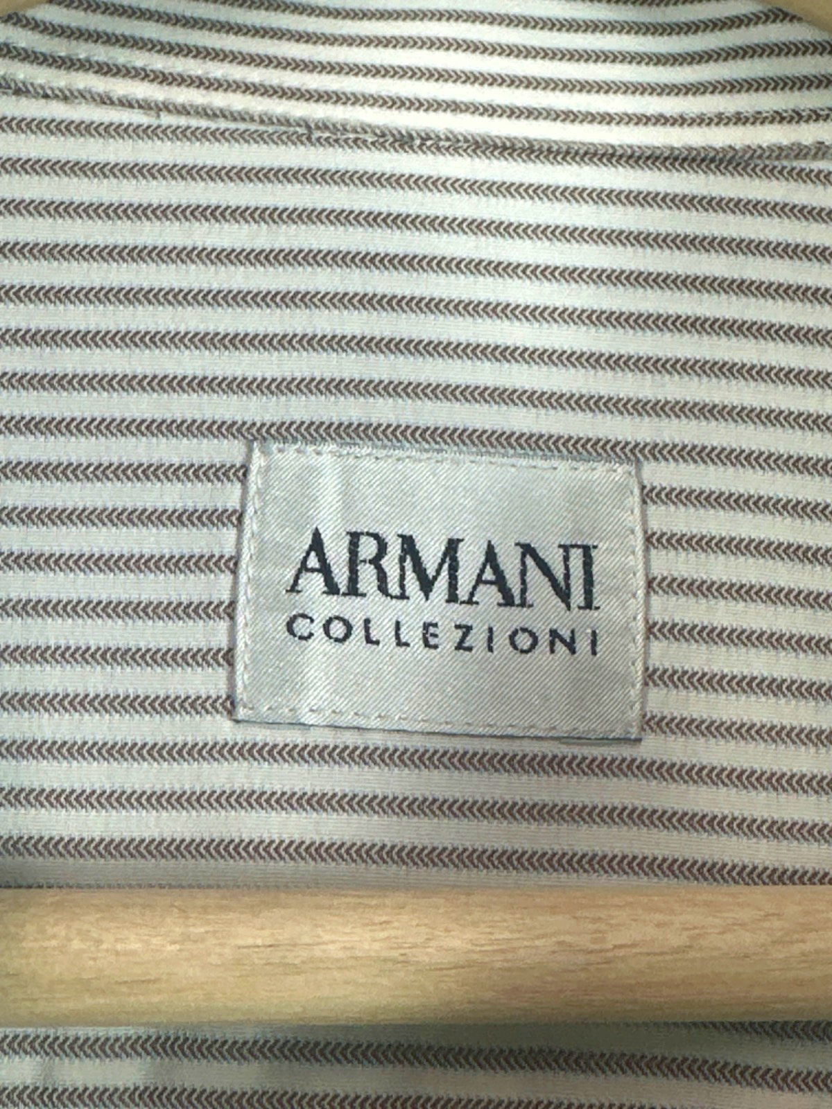 Armani Collezioni White Striped Shirt UK L