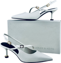 CHARLES & KEITH White Wynn Buckled Sculptural-heel Slingback Pumps UK 5 EU 38 👠