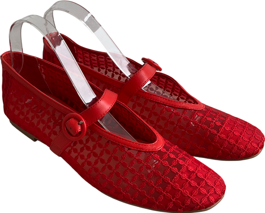 Bibi Lou Red Liana Floral Mesh Mary Jane Pump UK 7 EU 40 👠