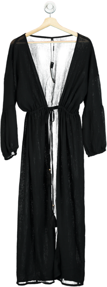 Fashion Nova Black Summer of Love Sheer Swim Cover Up Kimono UK S