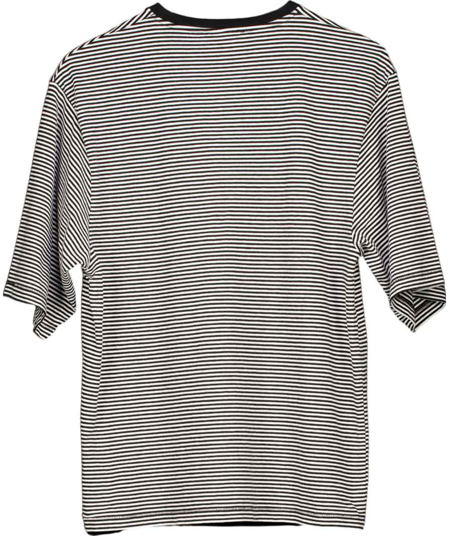 Anine Bing Black Organic Cotton Striped logo T-shirt UK S