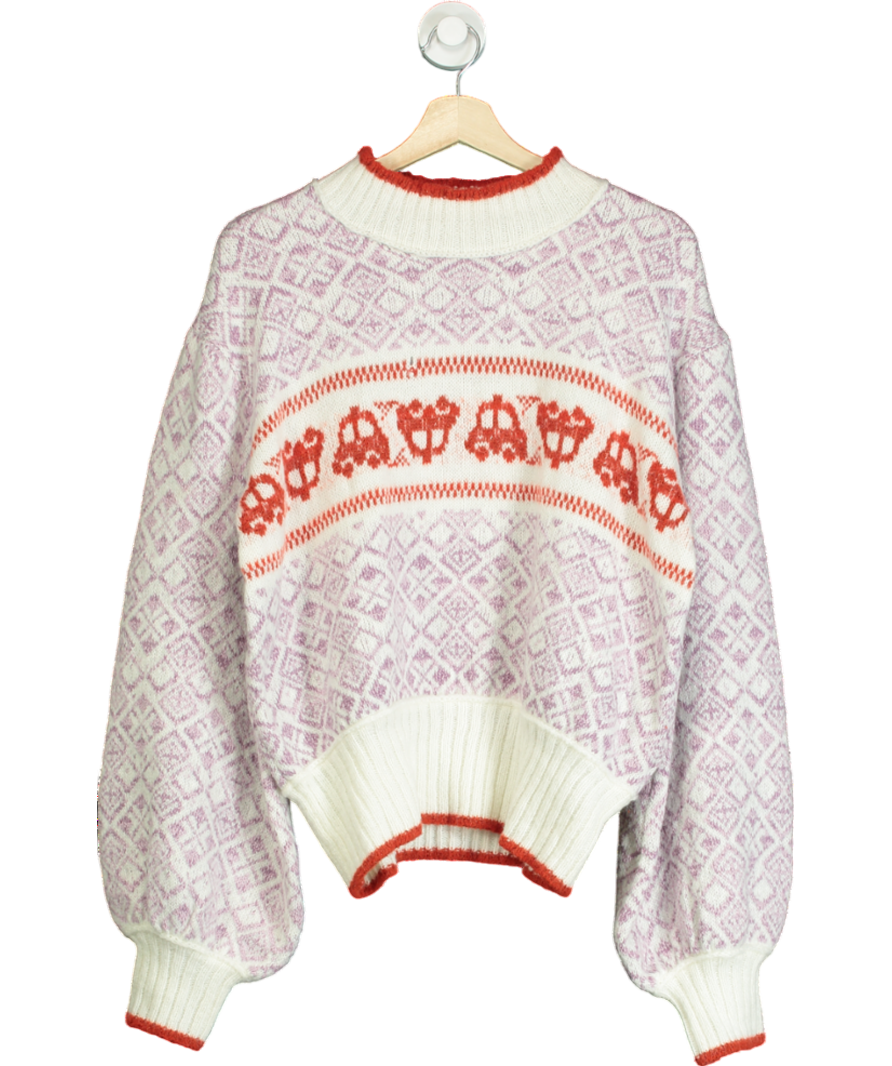 Free People Purple Freya Fairisle Sweater UK L