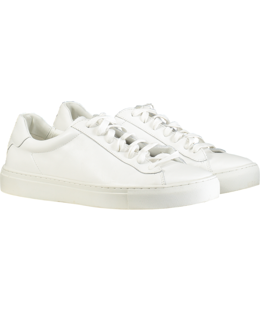 REISS White Finley Low Top Leather Trainers UK 9 EU 43 👞