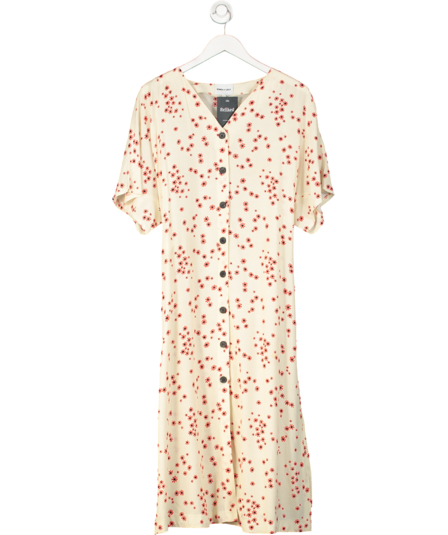 Bimba Y Lola Cream Floral Button Up Dress UK L