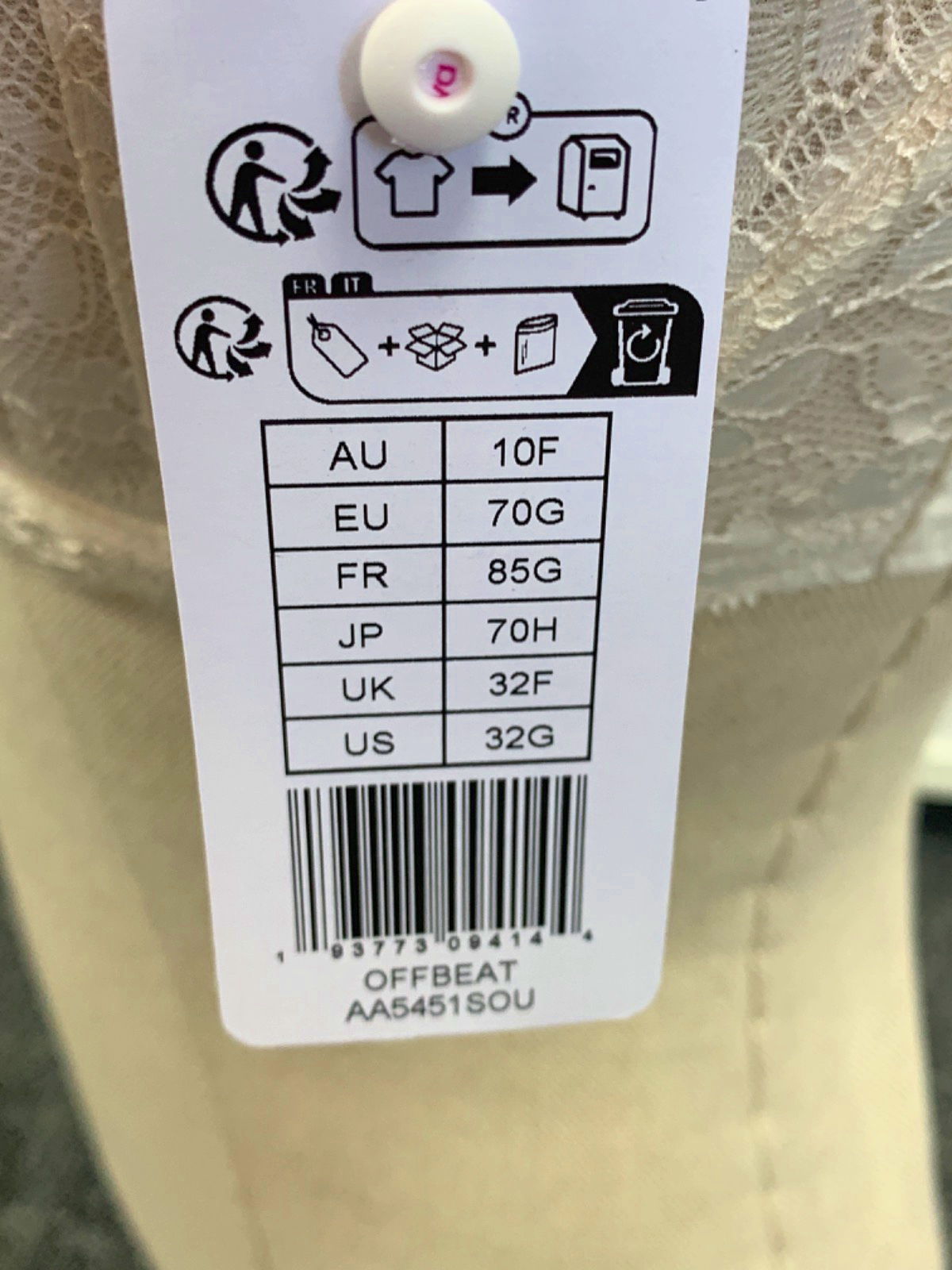 Freya White/Blue Offbeat Underwire Side Support Bra UK 32F