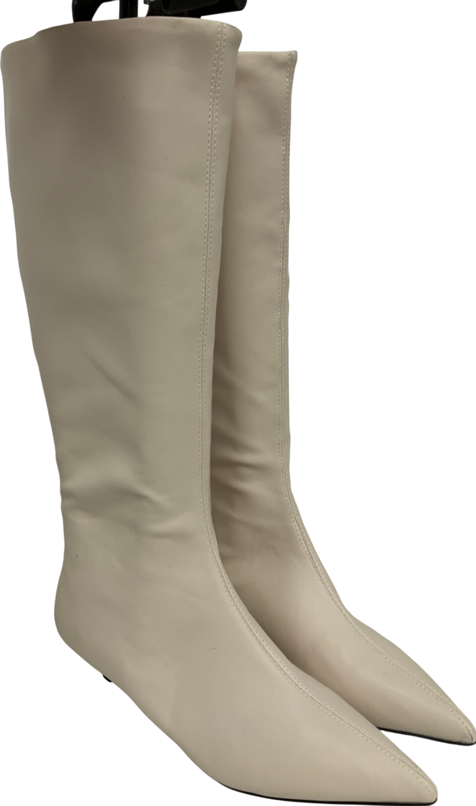 Topshop Cream Stevie Mid Heel Pointed Toe Knee High Boots In Off White UK 6 EU 39 👠
