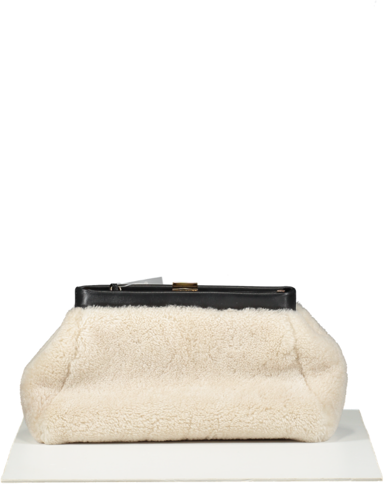 De Mellier Cream N102 Cannes Clutch Shearling
