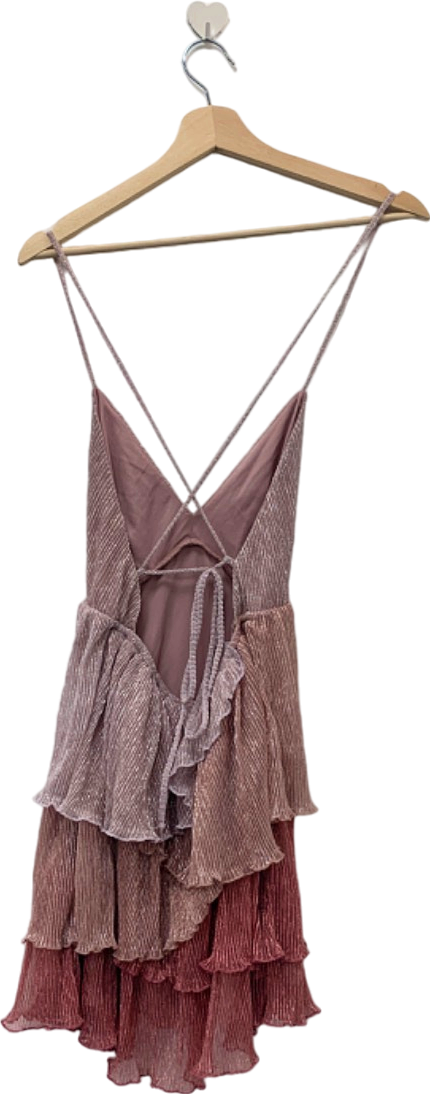 Fashion Nova Rose Gold Tiered Mini Dress XS