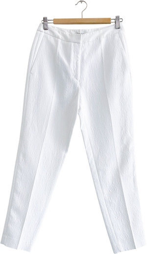 Sandro Paris White Jacquard Textured Tailored Cigarette Trousers Fr36 UK 8