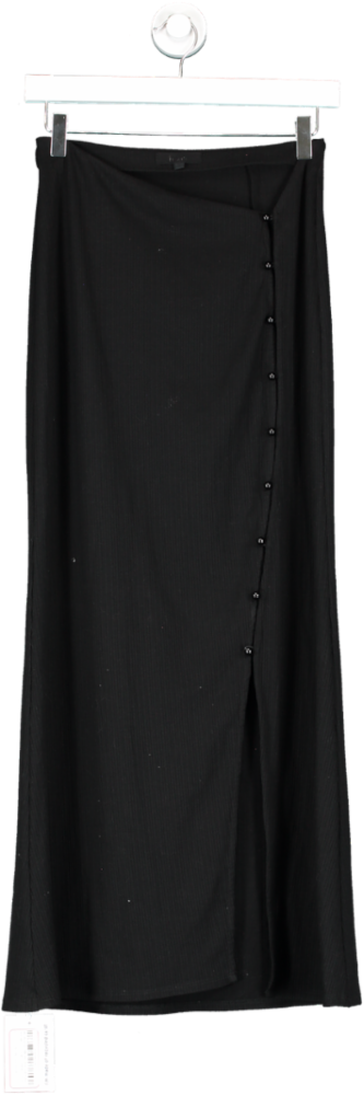 h:ours Black Button Front Maxi Skirt UK S