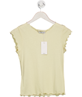 MANGO Butter Yellow T-shirt With Scalloped Edges UK XS
