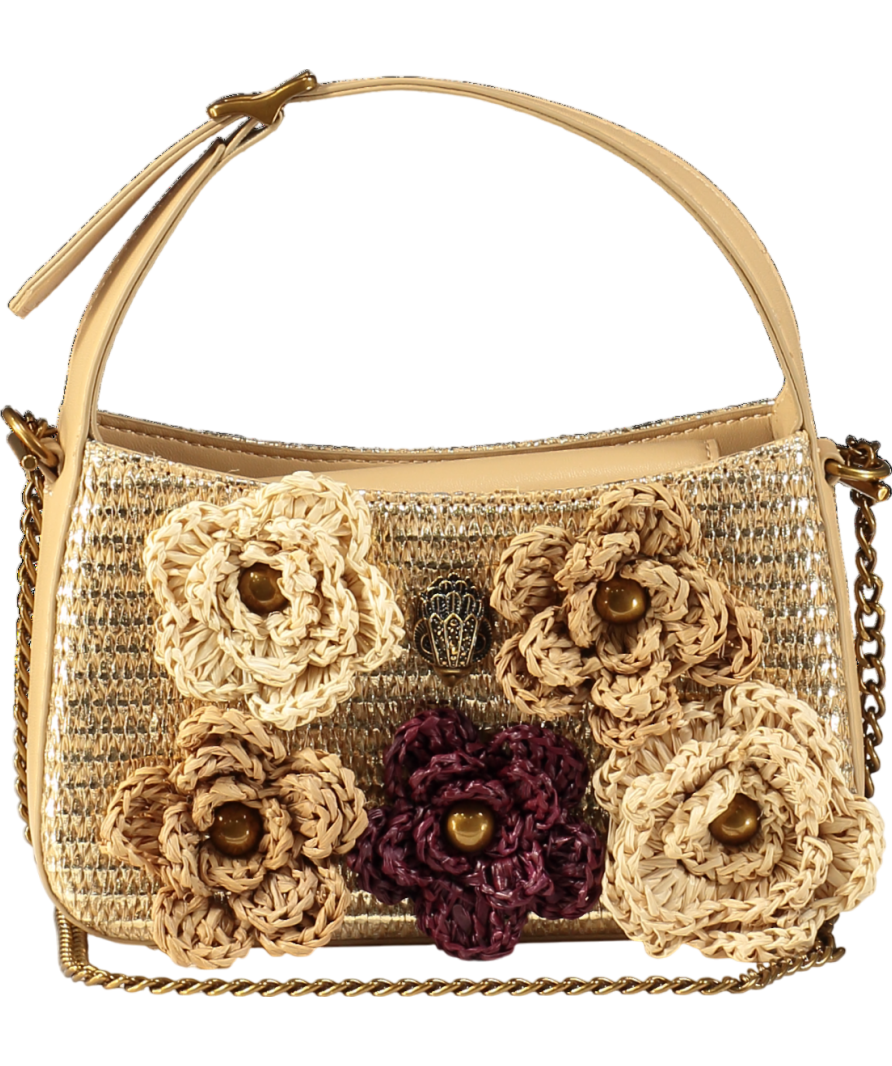 Kurt Geiger Brown Mini 3D Flower Bond Shoulder Bag with chain strap