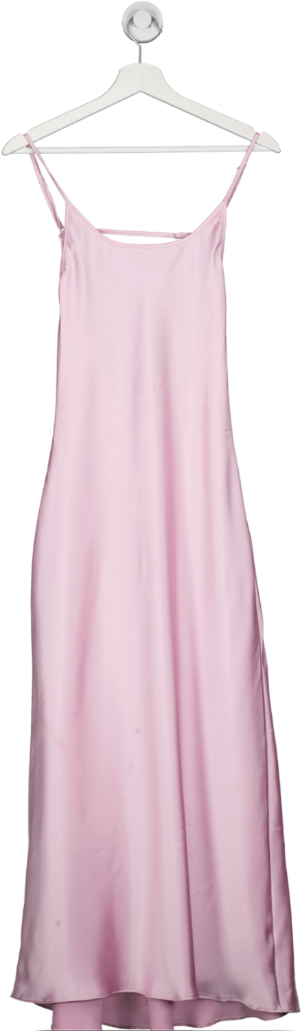 ZARA Pink Satin Midi Slip Dress UK XS