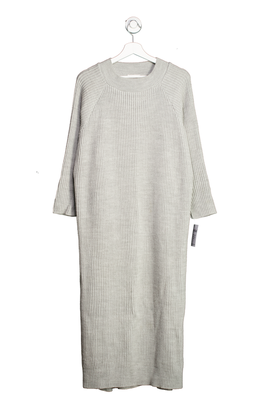 Topshop Grey Knitted Ribbed Jumper Dress UK S