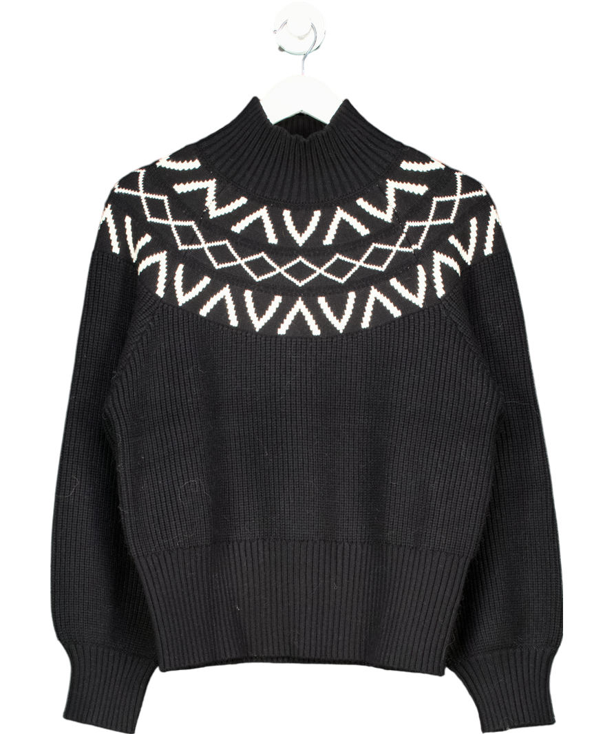 Varley Black Marcie Fairisle Pattern Yoke Knit Jumper UK S