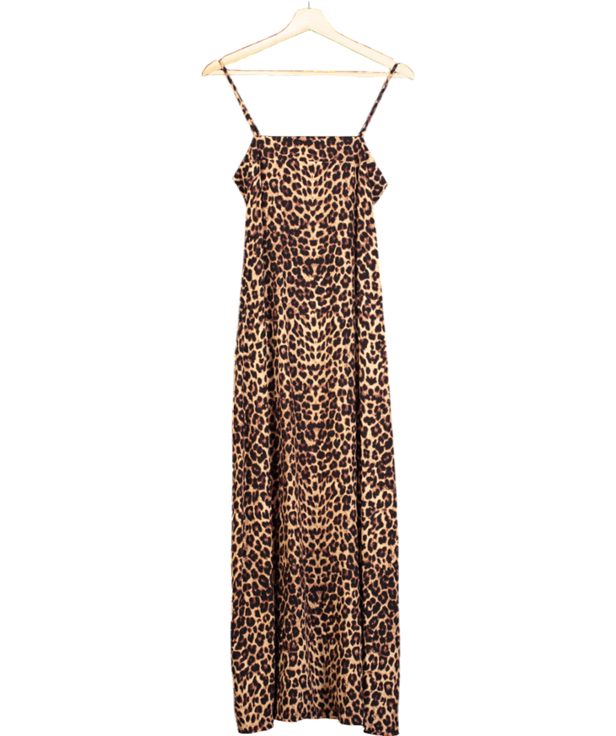 Albaray Brown Animal Print Sleeveless Maxi Dress UK 8