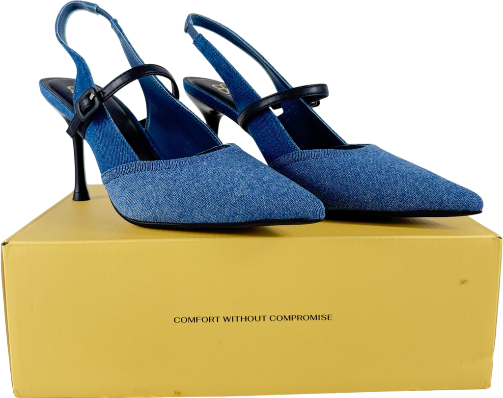 Cosy island Blue Strikestep Elegant Stiletto Heeled Slingback UK 4 EU 37