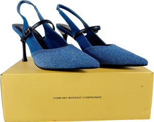 Cosy island Blue Strikestep Elegant Stiletto Heeled Slingback UK 4 EU 37