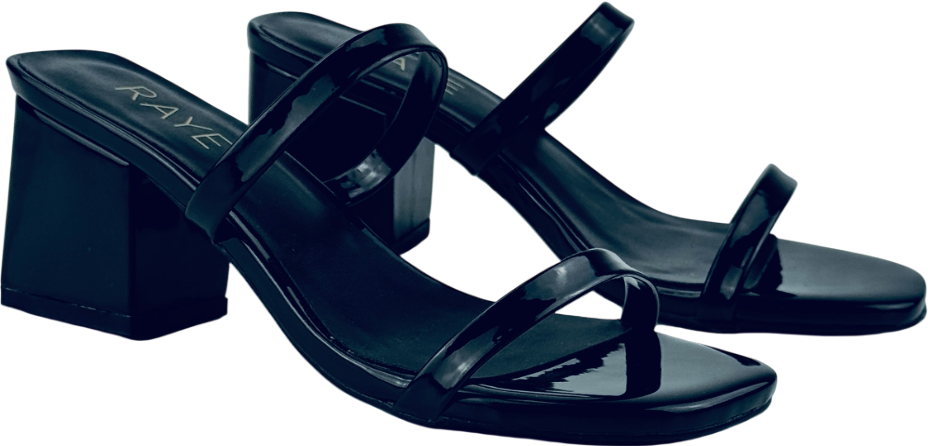 RAYE Cabo Black Patent Block Heel Mule Us5.5 UK 3.5 EU 36.5 👠
