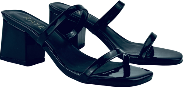 RAYE Cabo Black Patent Block Heel Mule Us5.5 UK 3.5 EU 36.5